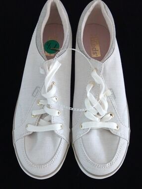 Keds White Canvas Low-Top Lace-Up Sneakers